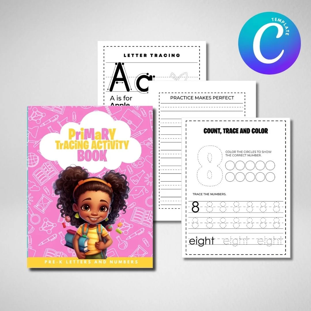PreK Tracing Book- Numbers and Letters (Girl Version)
